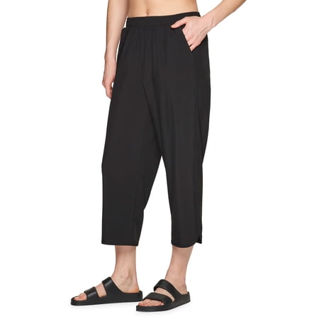 RBX Active Women's Quick Drying Relaxed Woven Capri Pant with Zipper Pocket