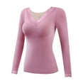 thumbnail image 3 of Women Plus Size Thermal Tops Vest Womens German Velvet Seamless Thermal Underwear Solid Color Slim Bottom Outer Wear Thick Warm Long Sleeves Top With Chest Pad, 3 of 9