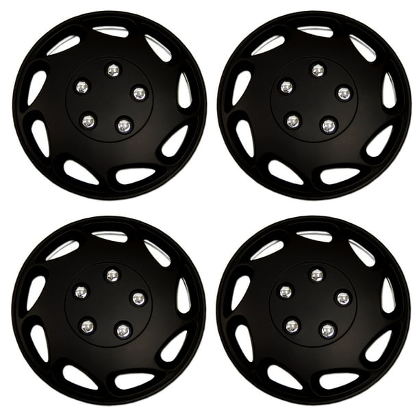 Set of 4 Matte Black Hubcaps 15" WSC3807B15 Hub Caps Wheel Skin
