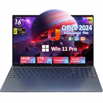 16" IPS FHD Windows 11 Pro Laptop Office 2024 Business Laptop Computer 16GB RAM 1TB SSD Intel Alder Lake N95 4 Core, FingerPrint, Backlit Keyboard, Ultra Thin Ultra Thin and Light