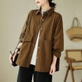 thumbnail image 5 of Nfurl Shackets for Women 2025 Fall Fashion Coats with Pockets Casual Long Sleeve Boyfriend Jackets Loose Fit Solid Color Jacket Coffee M, 5 of 5