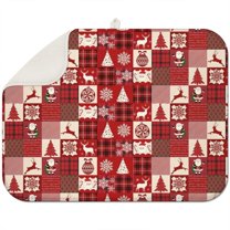Red Christmas Patchwork Pattern Dish Drying Mat for Kitchen 1 Pack, Ultra Absorbent Microfiber Dishes Drainer Mats,18x24in(46x61cm)