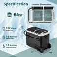 thumbnail image 3 of Costway Dual Zone 12V Car Refrigerator 64QT Portable Compressor Fridge Freezer (-4℉~68℉) Black, 3 of 10