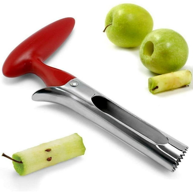 Premium Apple Corer Tool - Easy to Use and Clean - Sturdy Apple Core Remover with Sharp Serrature - Stainless Steel Corers for Apple and Pear - Core Fruits with Ease(Red)