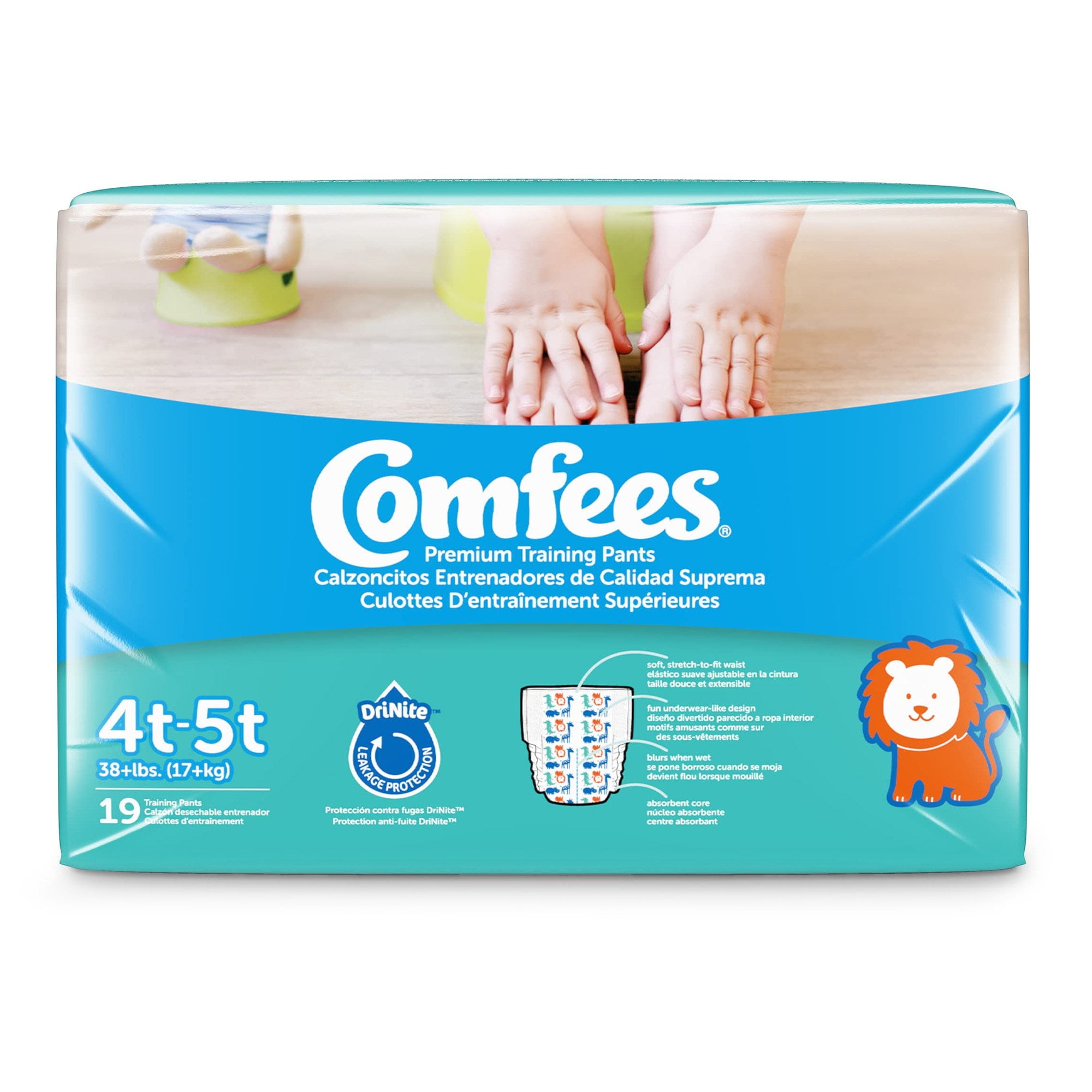 Comfees Training Pants for Boys, 12 hour leak protection 4T to 5T, over 38 lbs, 19 Count, 6 Packs, 114 Total