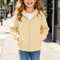 thumbnail image 6 of Gubotare Girls Zip Up Hoodie Kids Fashion Oversized Sweatshirt Jacket With Pockets Lightweight Preppy Sweatshirts 5-14 Years (Khaki, 4-5 Years), 6 of 7