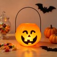 thumbnail image 4 of Light Up Pumpkin Candy Pail LED Trick Or Treat Bucket Portable Halloween Candy Holder For Halloween Party Front Door Decor, 4 of 4
