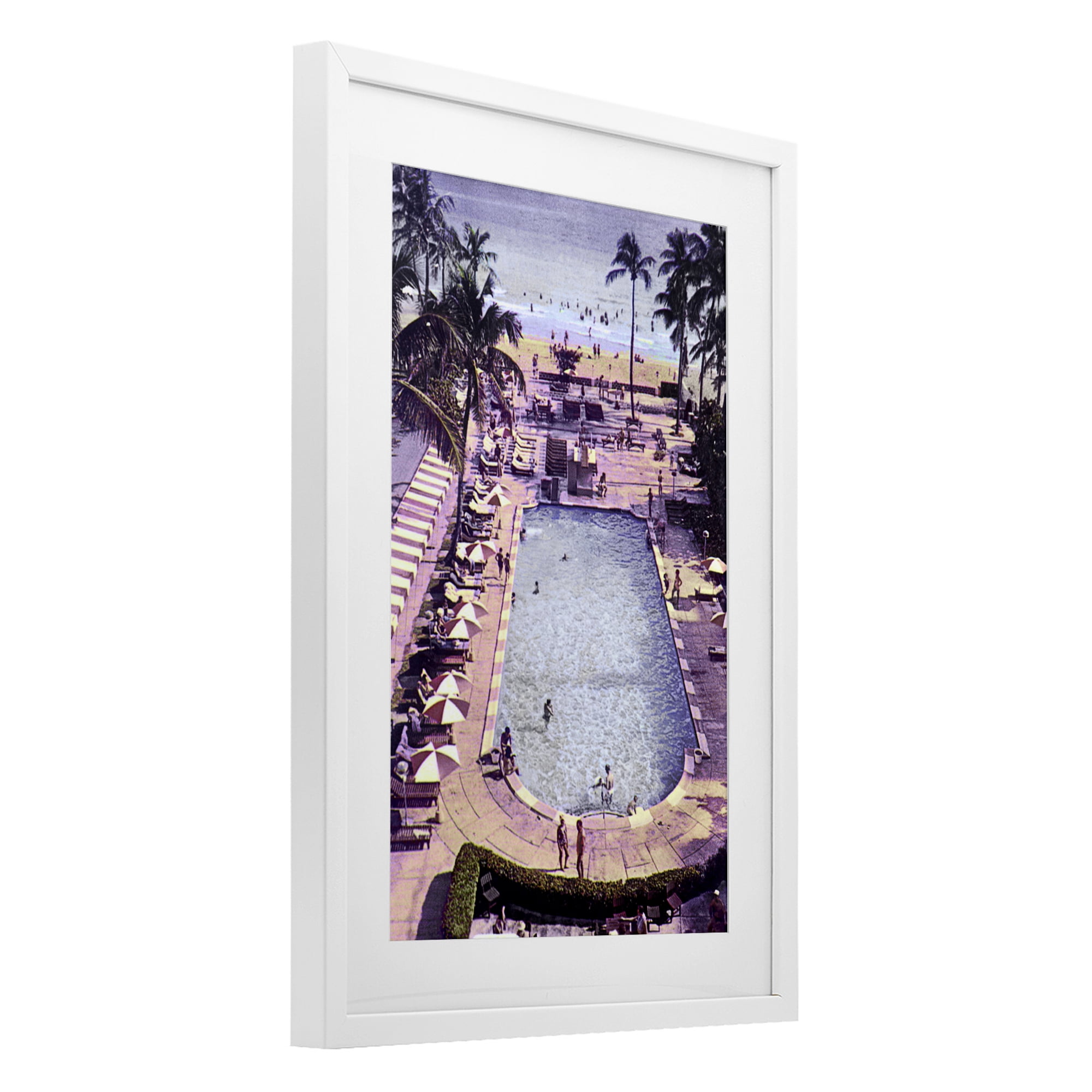 Stupell Industries Vintage Miami Sands White Framed Print Under Glass, design by Grotto Studios