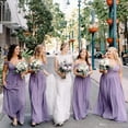 thumbnail image 2 of dinavian Women A-Line Off The Shoulder Floor-Length Chiffon With Ruffle Bridesmaid Wedding Dress, 2 of 5