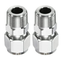 Uxcell 2pcs Compression Fitting 10mm OD x 3/8" NPT Male Stainless Steel Coupler Adapter