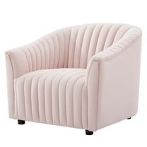 Armchair Accent Tufted Chair, Pink, Velvet, Modern Contemporary, Mid Century Living Hotel Lounge Cafe Lobby