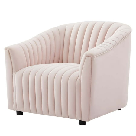 Armchair Accent Tufted Chair, Pink, Velvet, Modern Contemporary, Mid Century Living Hotel Lounge Cafe Lobby