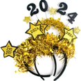 thumbnail image 2 of 2024 Happy New Year Headband Gold Sliver Tassel Hair Accessories Glitter Star Sequin Hairhoop New Year Eve Party Prop Decoration, 2 of 4