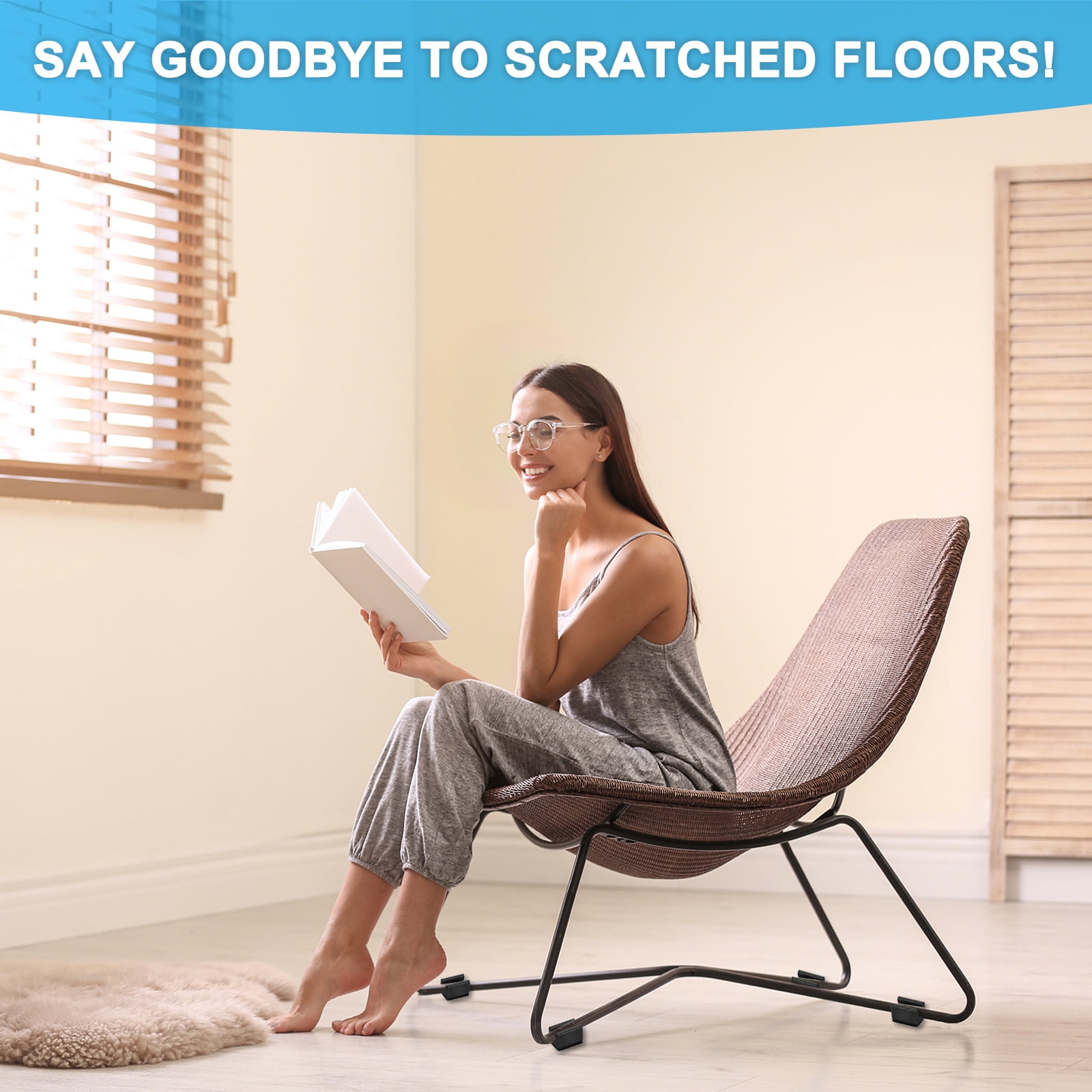 Uxcell Rectangle U Shaped Chair Leg Tips Caps with Felt Pads, Slide Smoothly Furniture Feet Floor 19mm 50