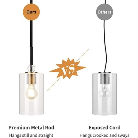 Ul Glass Pendant Light With Led Bulb, Pendant Lighting For Kitchen Island Height