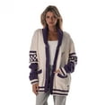 thumbnail image 5 of Unisex The Wild Collective Cream Minnesota Vikings Jacquard Rolled Collar Button-Up Cardigan Sweater, 5 of 7