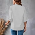 thumbnail image 5 of LNWUY Womens Summer Ruffle Puff Plain V Neck T Shirts Short Sleeve Loose Fit Dressy Tee Casual Blouse Tunic Tops White L, 5 of 5