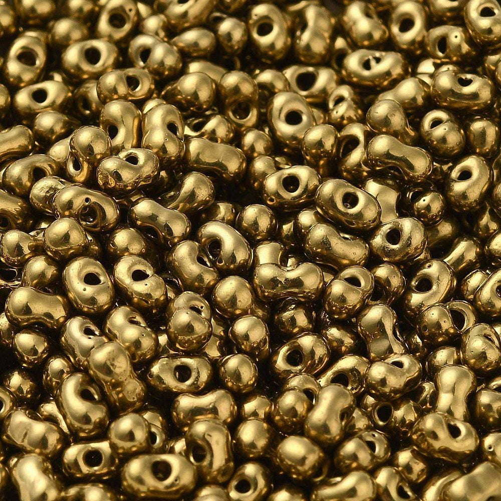 1Pound Opaque Glass Seed Beads Peanut Gold 3.5~4x2~2.5x2~2.3mm Hole: 0.8mm about 8000pcs/pound