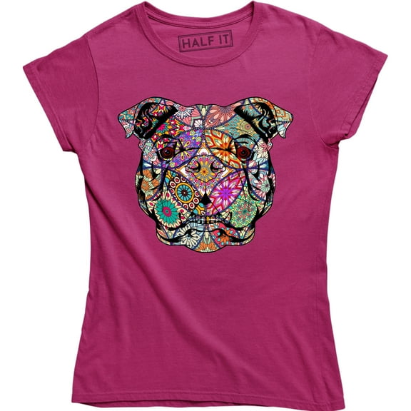 Pug Flower Head Face Art Funny Animal Pet Dog Lover Women's Ugly Sweater T-Shirt