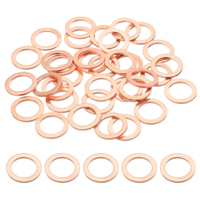 Kit de Arandelas de Cobre M14 de 35PCS, Arandela de Compresión de Cobre M14x20x1.5mm, Arandelas Planas Métricas, Anillo de Junta para Tapón de Drenaje de Aceite para Vehículos Automotrices