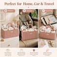 thumbnail image 3 of Byseng Baby Diaper Caddy, Nursery Storage Bin And Car Organizer For Diapers And Baby Wipes (Pink), 3 of 6