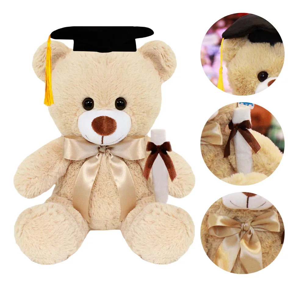Oso Osito De Peluche Teo Graduado Premium Pelucheria Color Beige
