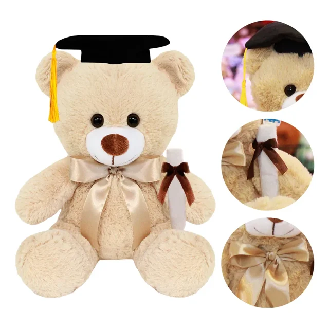 Oso Osito De Peluche Teo Graduado Premium Pelucheria Color Beige