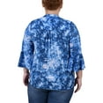 thumbnail image 3 of NY Collection Women's Plus Size 3/4 Bell Sleeve Pleat Front Y Neck Top, 3 of 4