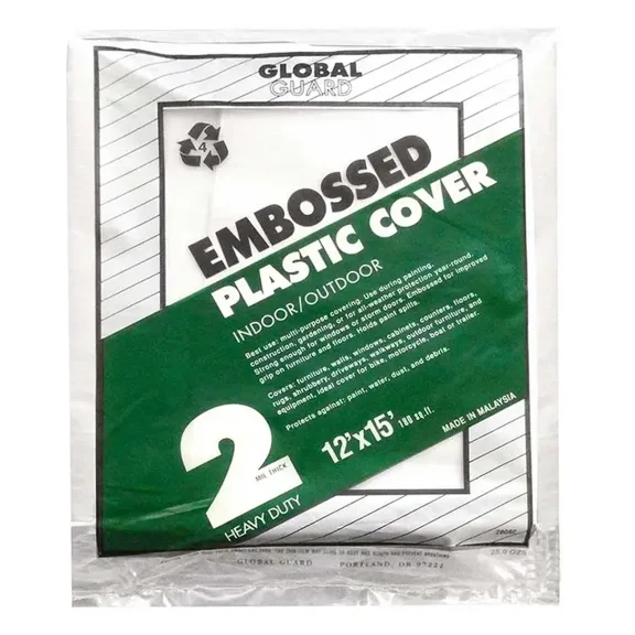 12' x 15' Premier Paint Roller 28080 Global Guard Embossed Plastic Dropcloth 2-Mil