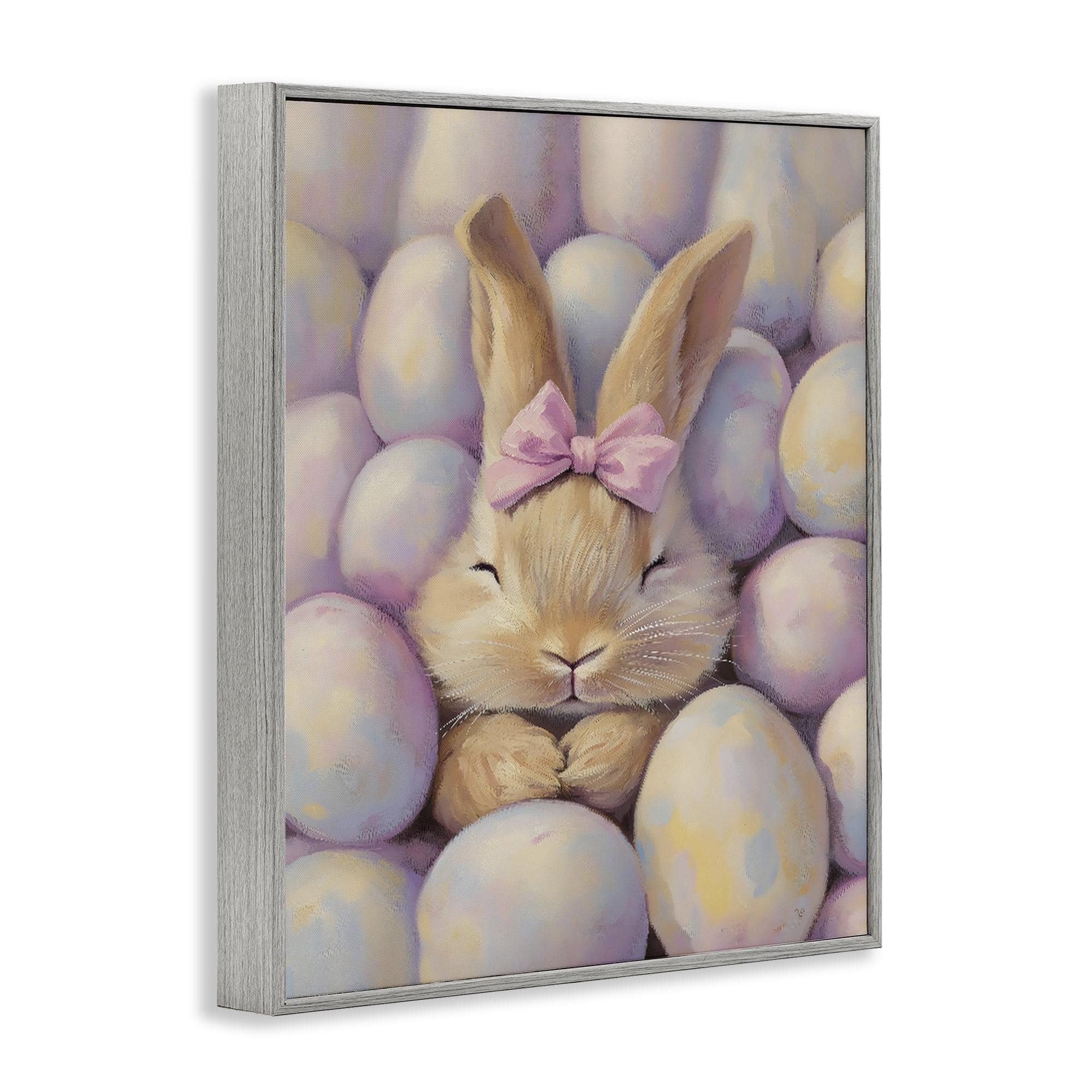 Stupell Industries Easter Bunny Nestled in Eggs Gray Framed Giclee Art, design by The Prints Vibe