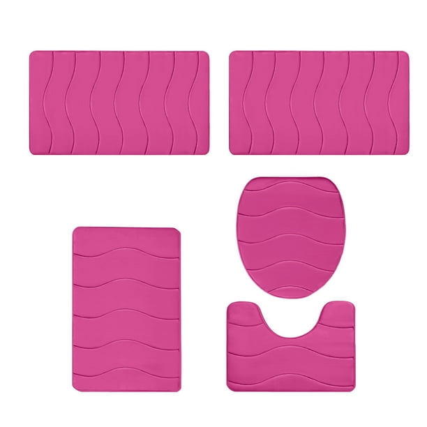 Alfombras de baño, alfombras para sala de estar, alfombra de área, alfombra de baño de espuma, juego de 5 alfombras de baño para 5 piezas, alfombrillas de inodoro universales, suaves, cómodas, con abs