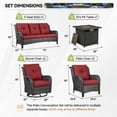 thumbnail image 7 of PARKWELL Outdoor Wicker Furniture,6-Piece Luxury Patio Rattan Conversation Set with Fire Pit Table,Weather-Resistant High Back Sofa Chairs and Swivel Glider for Garden,Brown Wicker Red Cushions, 7 of 7