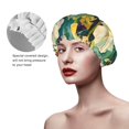thumbnail image 2 of Kdxio Tropical Floral Jungle Print Shower Cap for Women,Elastic and Reusable,Double Waterproof Layers Bathing Hat, 2 of 6