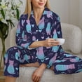 thumbnail image 6 of Pofeuu Silhouette Cats Print Womens Pajamas Set Long Sleeve Sleepwear Button Down Nightwear Soft Pj Lounge Sets Button Down Pajamas Women-X-Large, 6 of 7