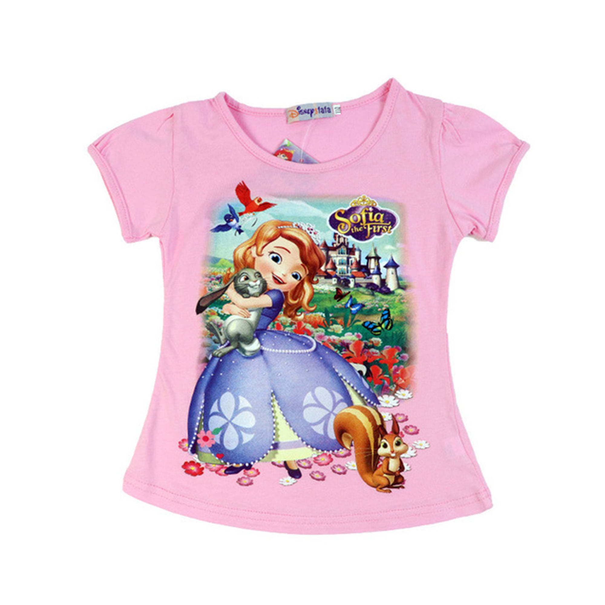New Girls Kids Frozen Qeen Elsa Anna T-shirts Tops Short Sleeve Cartoon T-shirt 