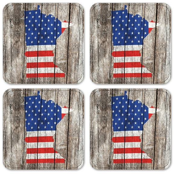 Vinyl Drink Coasters - Set of 4 - Minnessota Map
