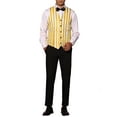 thumbnail image 2 of INSPIRE CHIC Business Vest for Men's Slim Fit V Neck Sleeveless Striped Prints Waistcoat S Yellow, 2 of 5