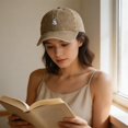 thumbnail image 5 of Byfri Khaki Halloween Ghost Embroidered Baseball Hat 56-62cm Adjustable Washed Cotton Dad Cap, 5 of 7