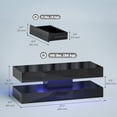 thumbnail image 2 of Modern Black Coffee Table with LED Lights & Storage | Living Room Table with 2 Drawers & Shelf, 47.2” Wide, 2 of 7