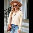 thumbnail image 4 of Blusas de Larga con Cuello en V para Mujer, Blusas Casuales Tipo Jersey, Blusas Holgadas y Elegantes, Blusas Tipo Túnica para Otoño. Albaricoque M, 4 of 10
