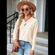 thumbnail image 4 of Blusas de Larga con Cuello en V para Mujer, Blusas Casuales Tipo Jersey, Blusas Holgadas y Elegantes, Blusas Tipo Túnica para Otoño. Albaricoque L, 4 of 10