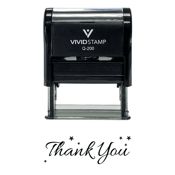 Vivid Stamp Thank You w/ Stars Self Inking Rubber Stamp, Vivid Stamp (Black Ink) - Medium