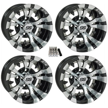 GTW Vampire 14" Golf Cart Wheels/Rims Machined Yamaha