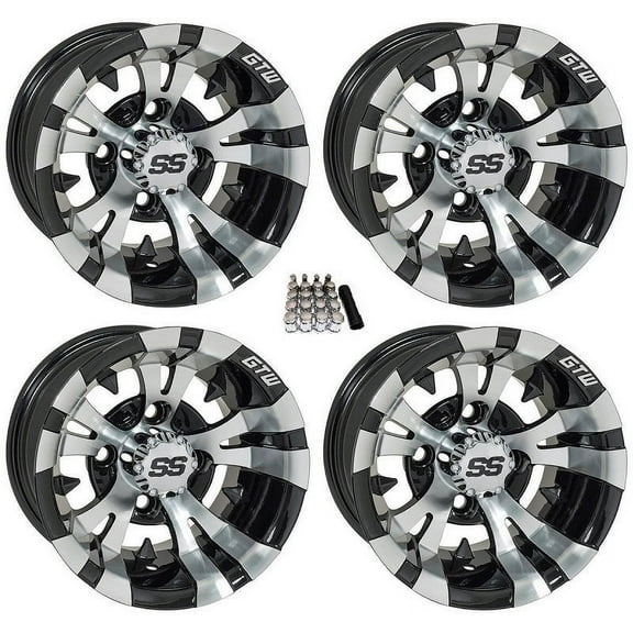 GTW Vampire 14" Golf Cart Wheels/Rims Machined Yamaha