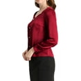 thumbnail image 4 of INSPIRE CHIC Women's Sweetheart Neck Satin Long Sleeve Elegant Casual Work Blouse Top, 4 of 6