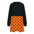 thumbnail image 4 of EQWLJWE Mode Femmes Décontracté Ample Col Rond Manches Longues Impression à Pois Ondulés Confortable Fluide Robes Imprimées Chandails Mini-Robe Robes de Retour à la Maison 2023, 4 of 6
