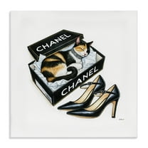 Stupell Industries Cat Sleeping Heels Box Animals Painting Wrapped Canvas Art Print Wall Art, 30 x 30