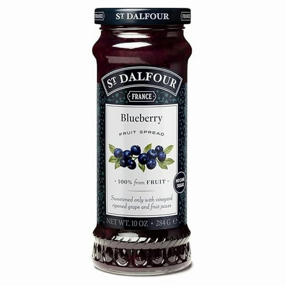 St. Dalfour Blueberry Fruit Spread - 10oz - 100% from Fruit, No Artificial Ingredients, Non-GMO, No Cane Sugars, All Natural, Made in France