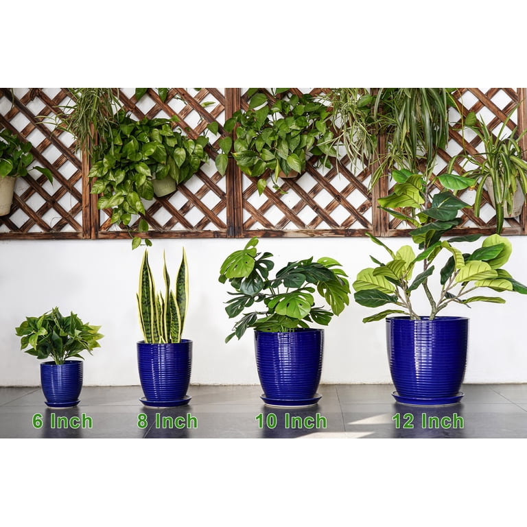 Ordivic 6" Blue Ceramic Planter with Saucer & Drainage photo 5