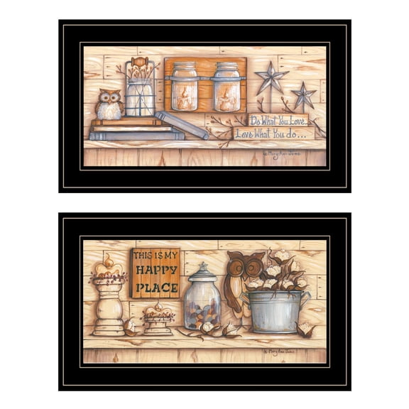 My Happy Place 2-Piece Vignette by Mary June Printed Art Wood Multi-Color